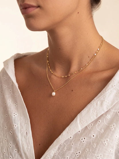 Marisela Gold Layered Pearl Necklace - Gold