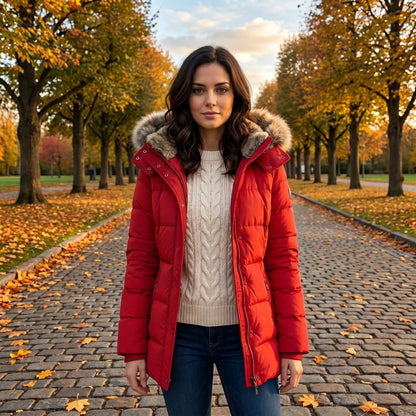 Matilde Fitted Puffer Jacket - Red
