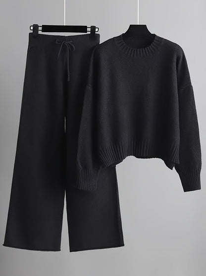 Melisa Knit Top and Wide-Leg Pants Set