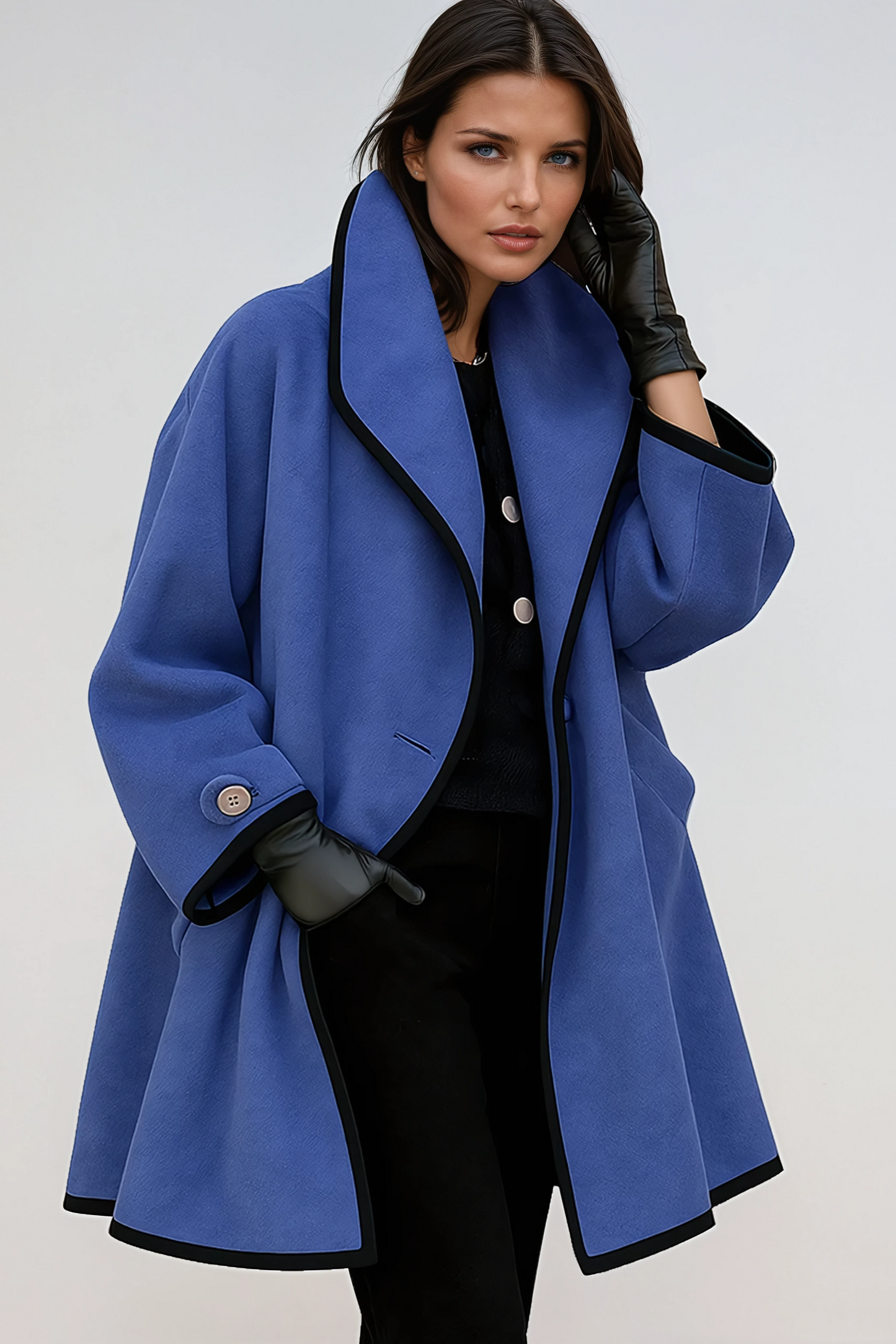 Mila Oversized Contrast Trim Longline Coat