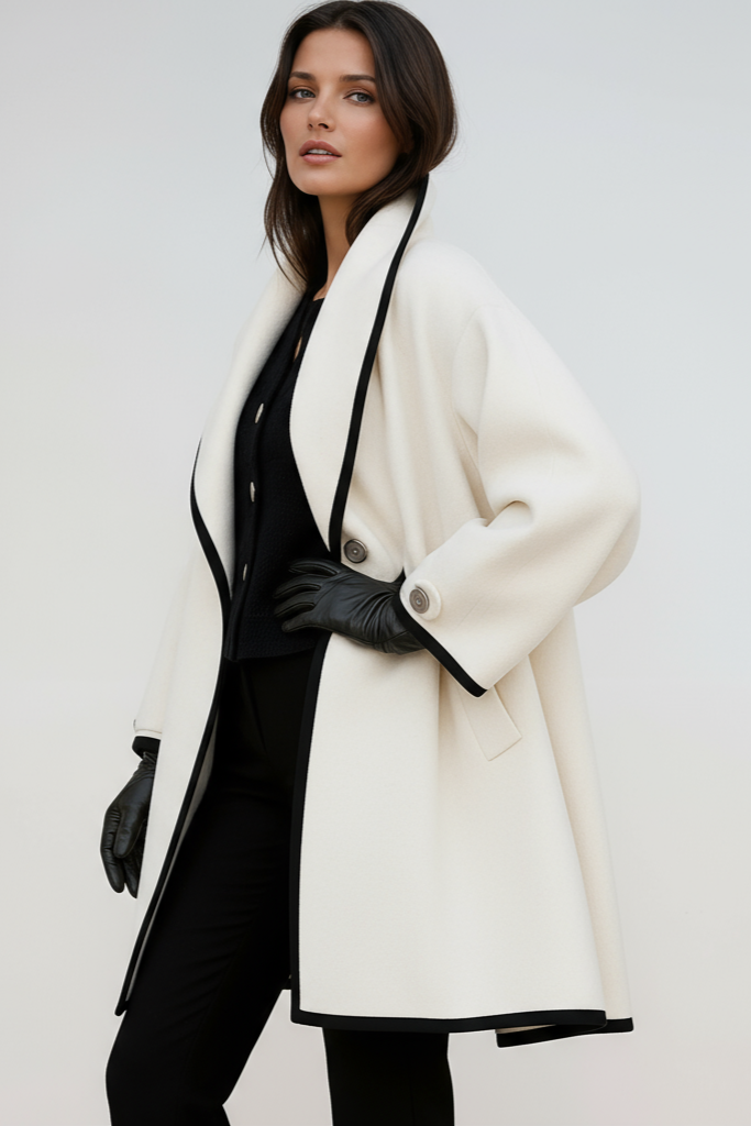 Mila Oversized Contrast Trim Longline Coat