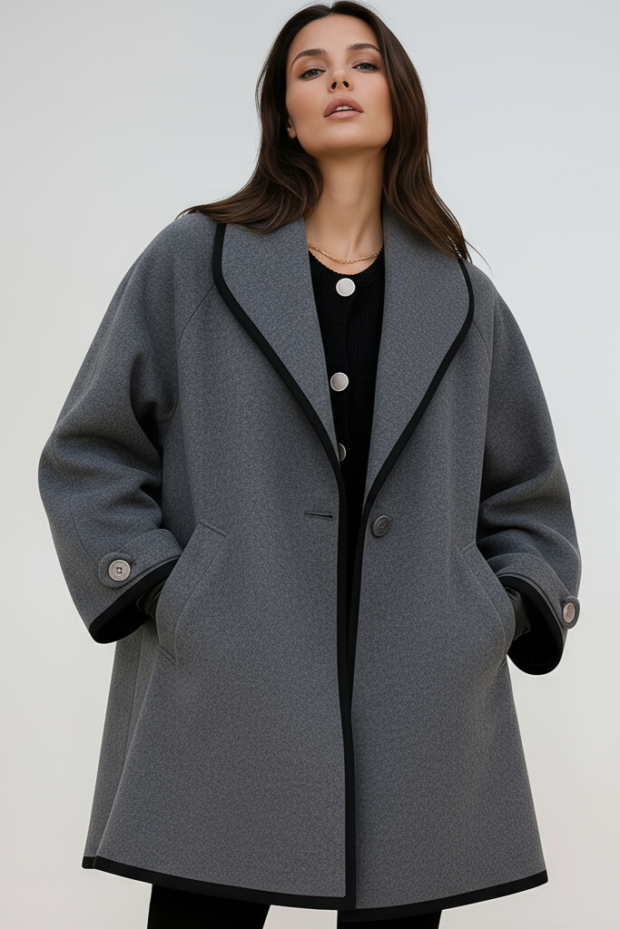 Mila Oversized Contrast Trim Longline Coat