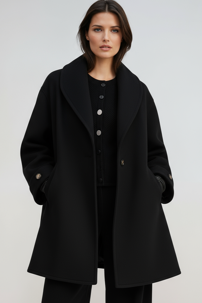 Mila Oversized Contrast Trim Longline Coat