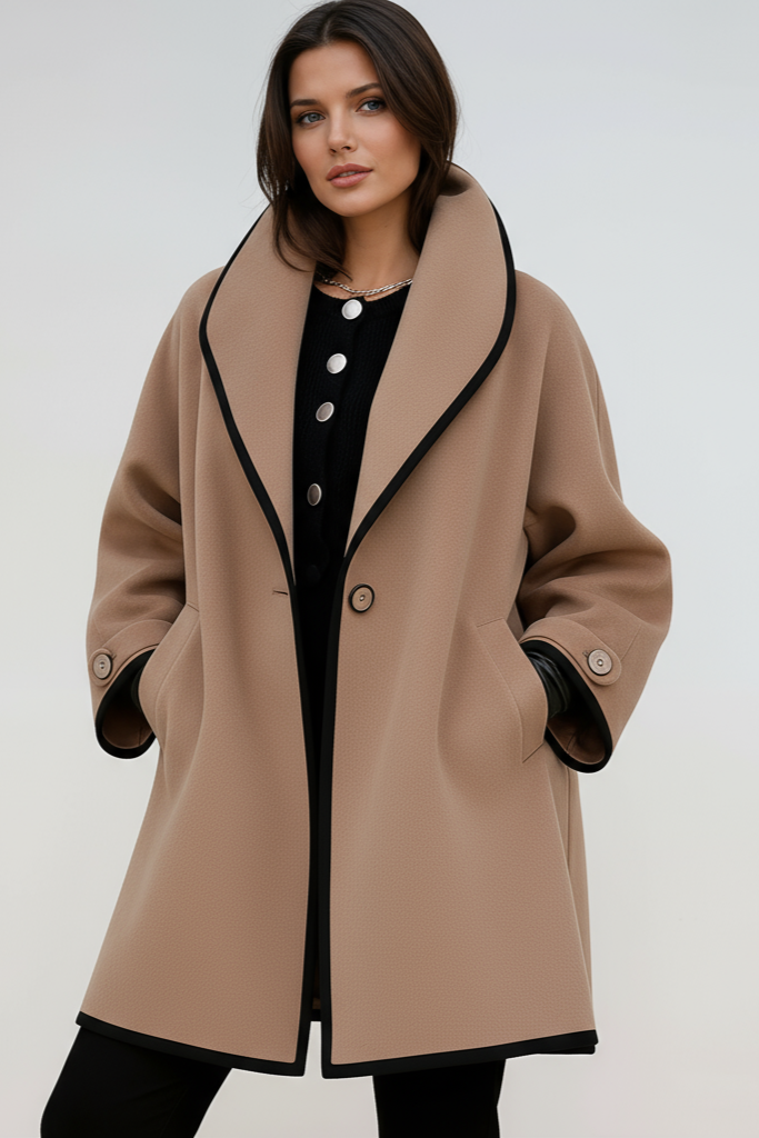 Mila Oversized Contrast Trim Longline Coat