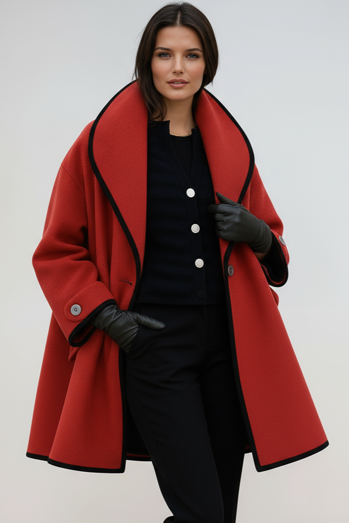 Mila Oversized Contrast Trim Longline Coat