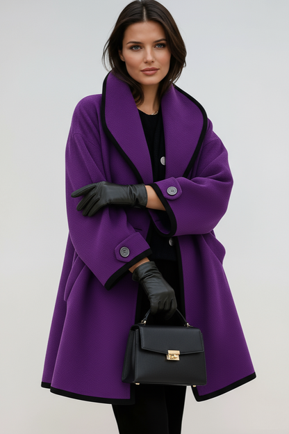 Mila Oversized Contrast Trim Longline Coat