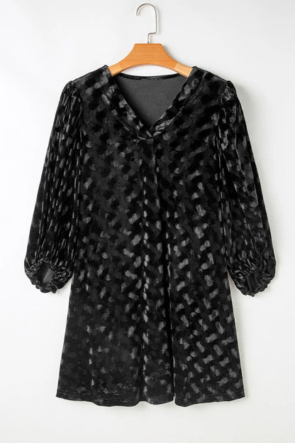 Minna Balloon Sleeve Velvet Mini Dress - Black