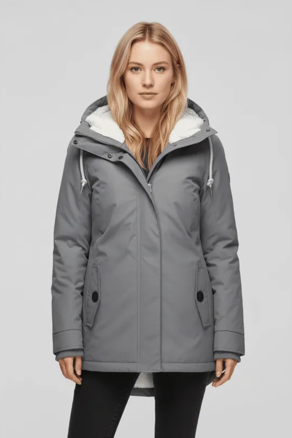 Mira Fleece Lined Hooded Longline Parka Coat
