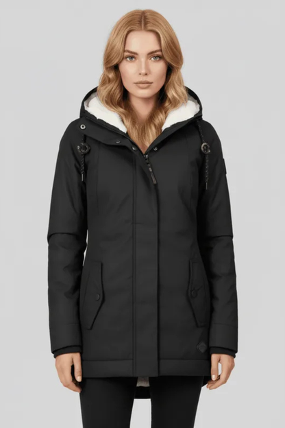 Mira Fleece Lined Hooded Longline Parka Coat