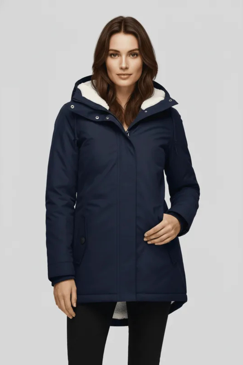 Mira Fleece Lined Hooded Longline Parka Coat