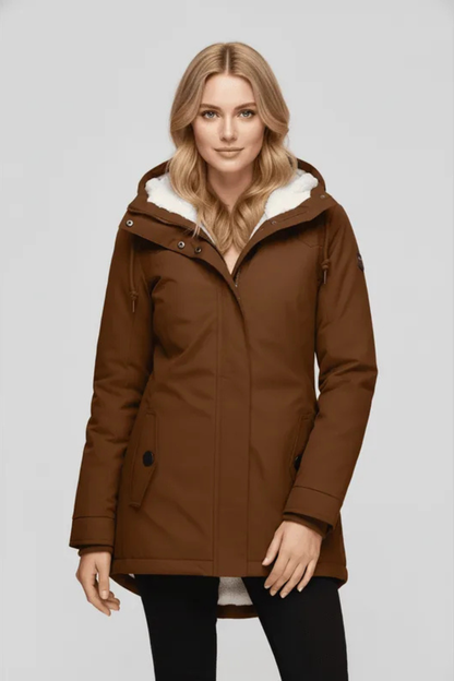 Mira Fleece Lined Hooded Longline Parka Coat