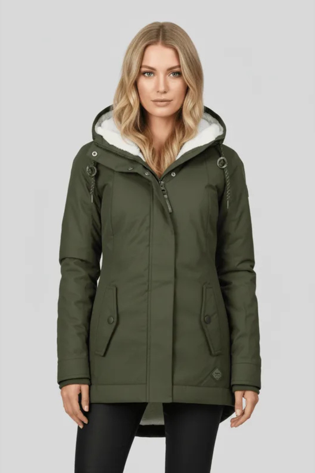 Mira Fleece Lined Hooded Longline Parka Coat