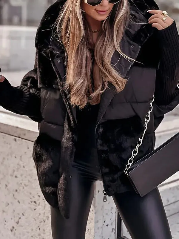 Moira Hooded Puffer Jacket - Black