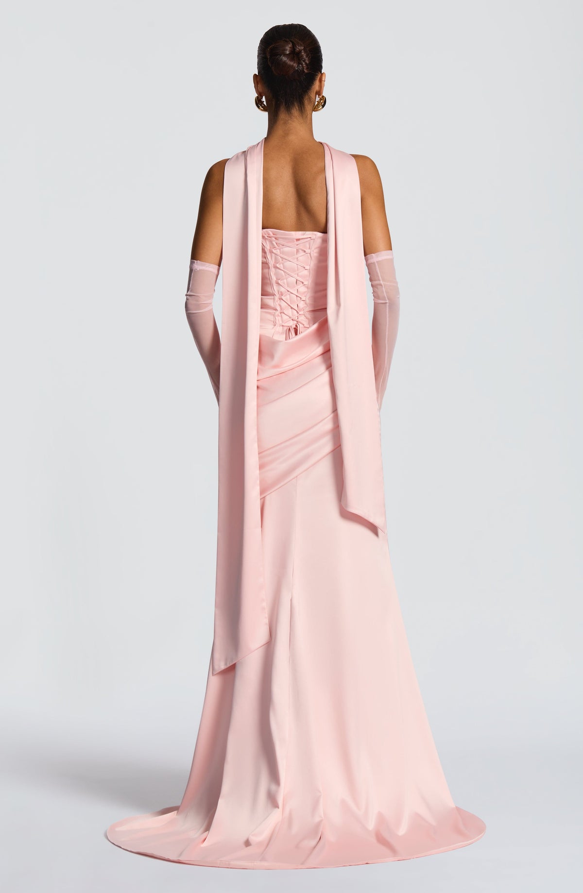 Morwen Strapless Cowl Satin Maxi Dress - Blush Pink
