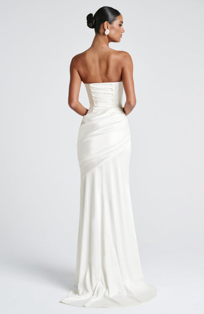 Morwen Strapless Cowl Satin Maxi Dress - Ivory