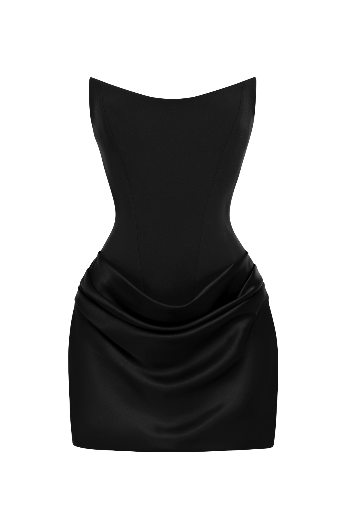 Muriel Corset Satin Mini Dress - Black