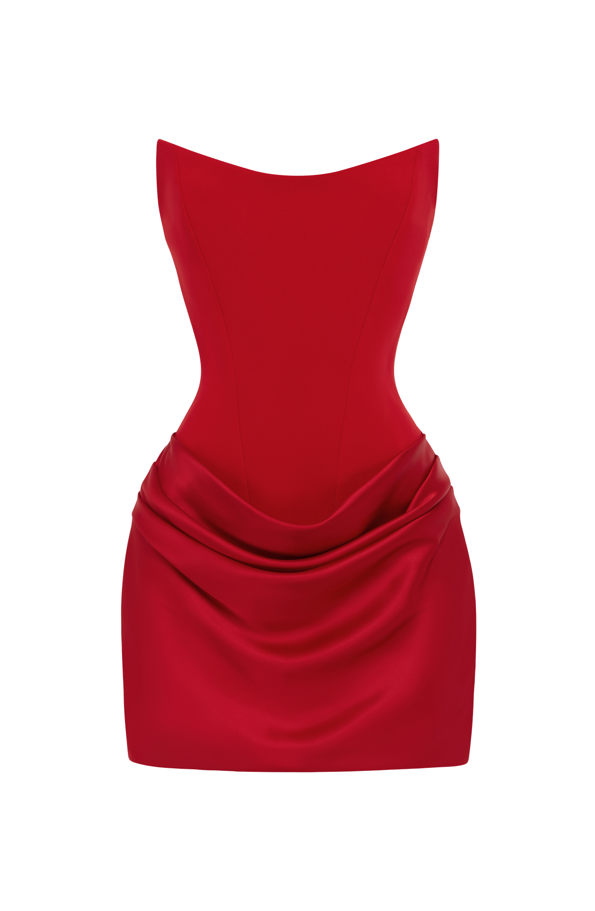 Muriel Corset Satin Mini Dress - Red