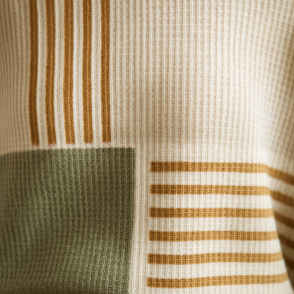 Nicola Colorblock Waffle Knit Sweater - Sage and Mustard Colorblock