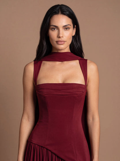 Noelani Cutout Maxi Dress - Cherry Lacquer