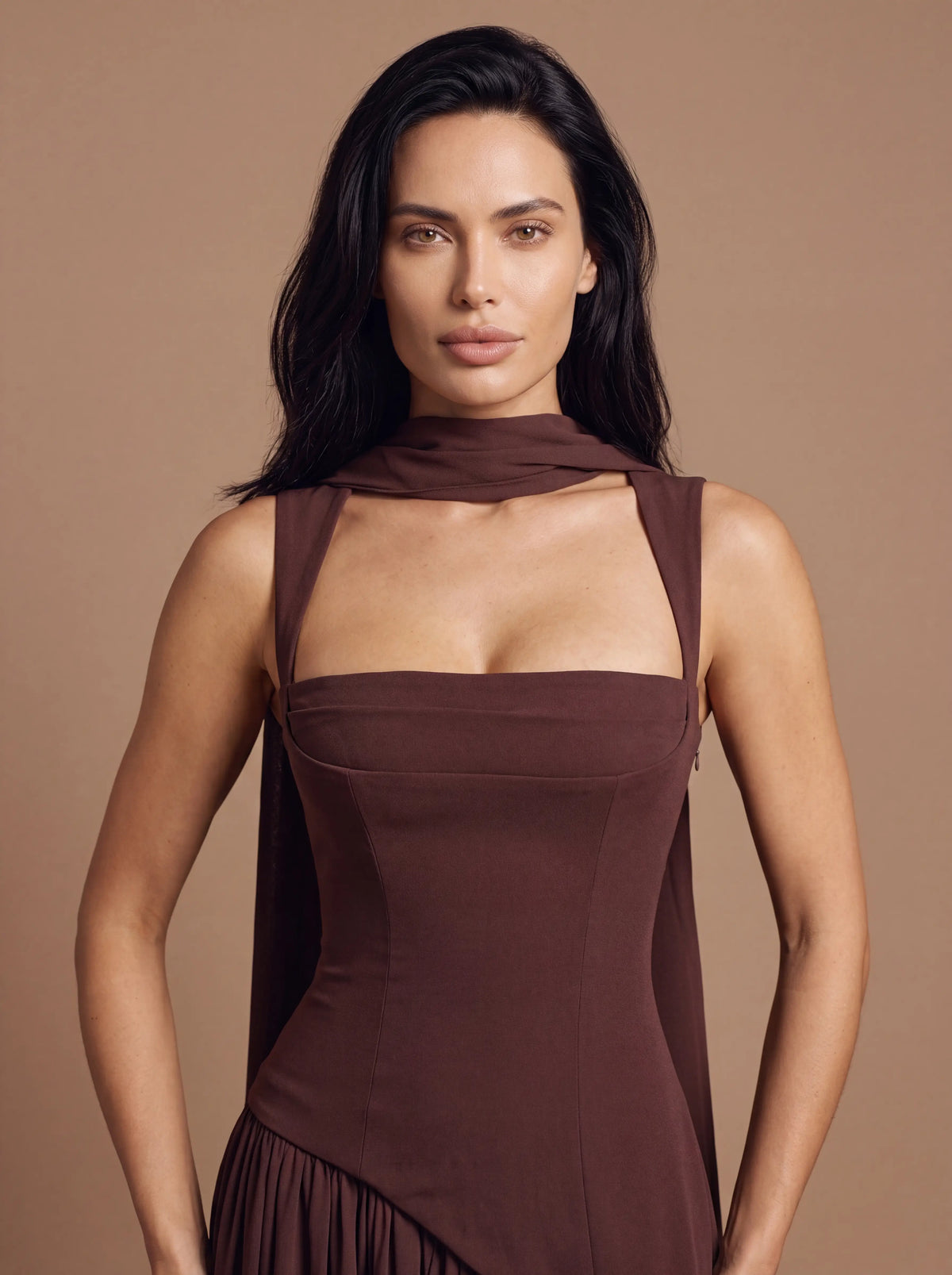 Noelani Cutout Maxi Dress - Plum Brown
