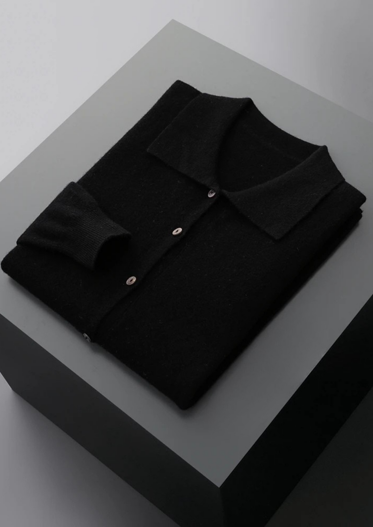 Nolan Polo Collar Cardigan - Black