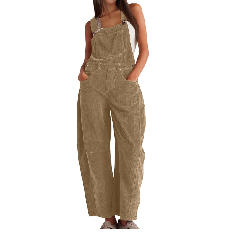 Nuria Wide Leg Bib Overall Jumpsuit - Camel