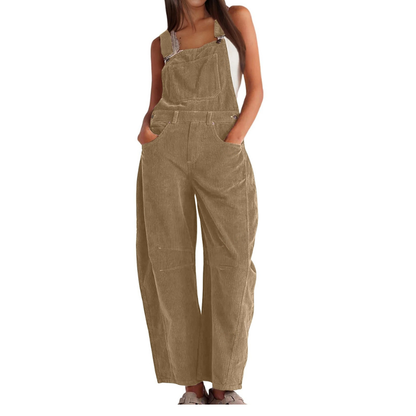 Nuria Wide Leg Bib Overall Jumpsuit - Camel