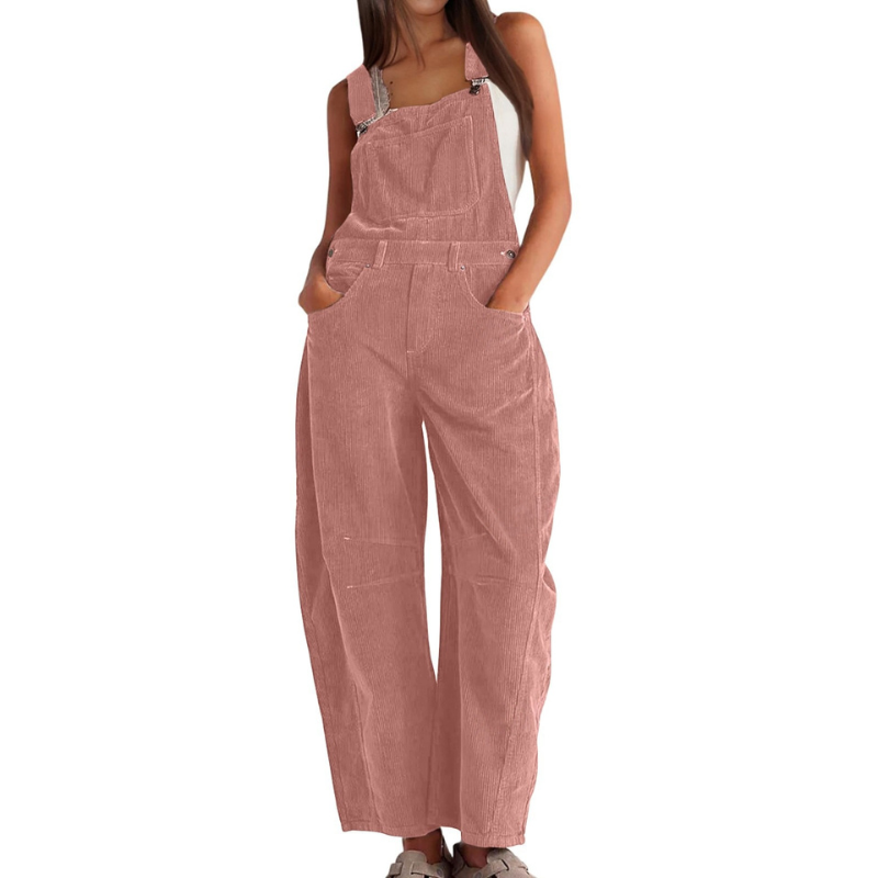 Nuria Wide Leg Bib Overall Jumpsuit - Dusty Pink