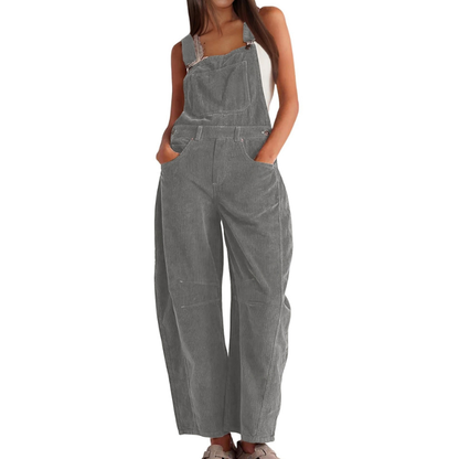 Nuria Wide Leg Bib Overall Jumpsuit - Gray