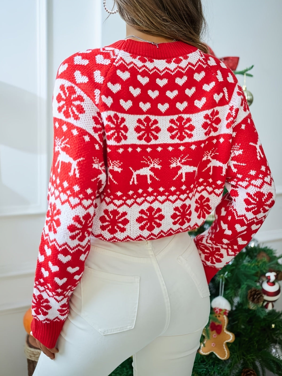 Nyssa Festive Fair Isle Sweater - Red Fair Isle