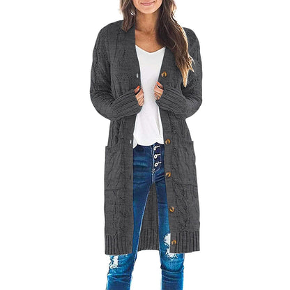 Odeline Cable-Knit Coat - Gray