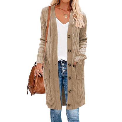 Odeline Cable-Knit Coat - Khaki