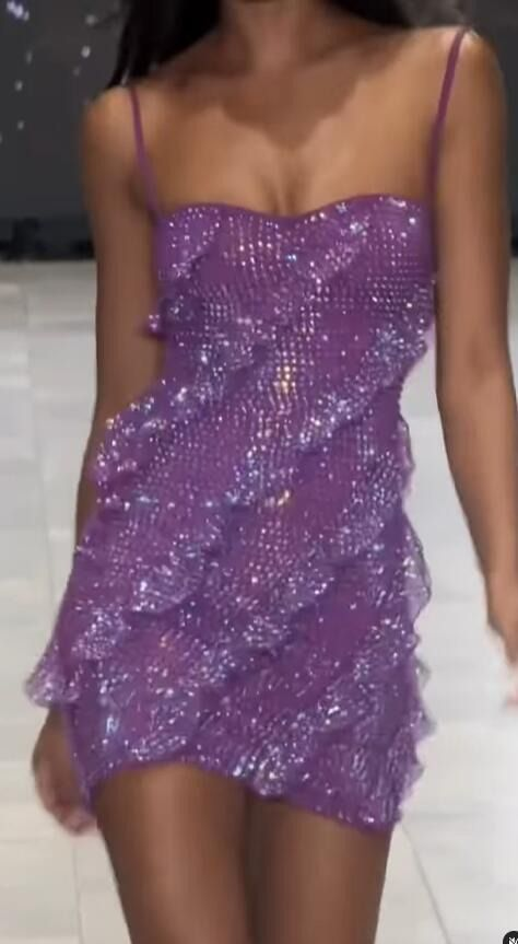Padma Sequin Ruffle Mini Dress - Violet
