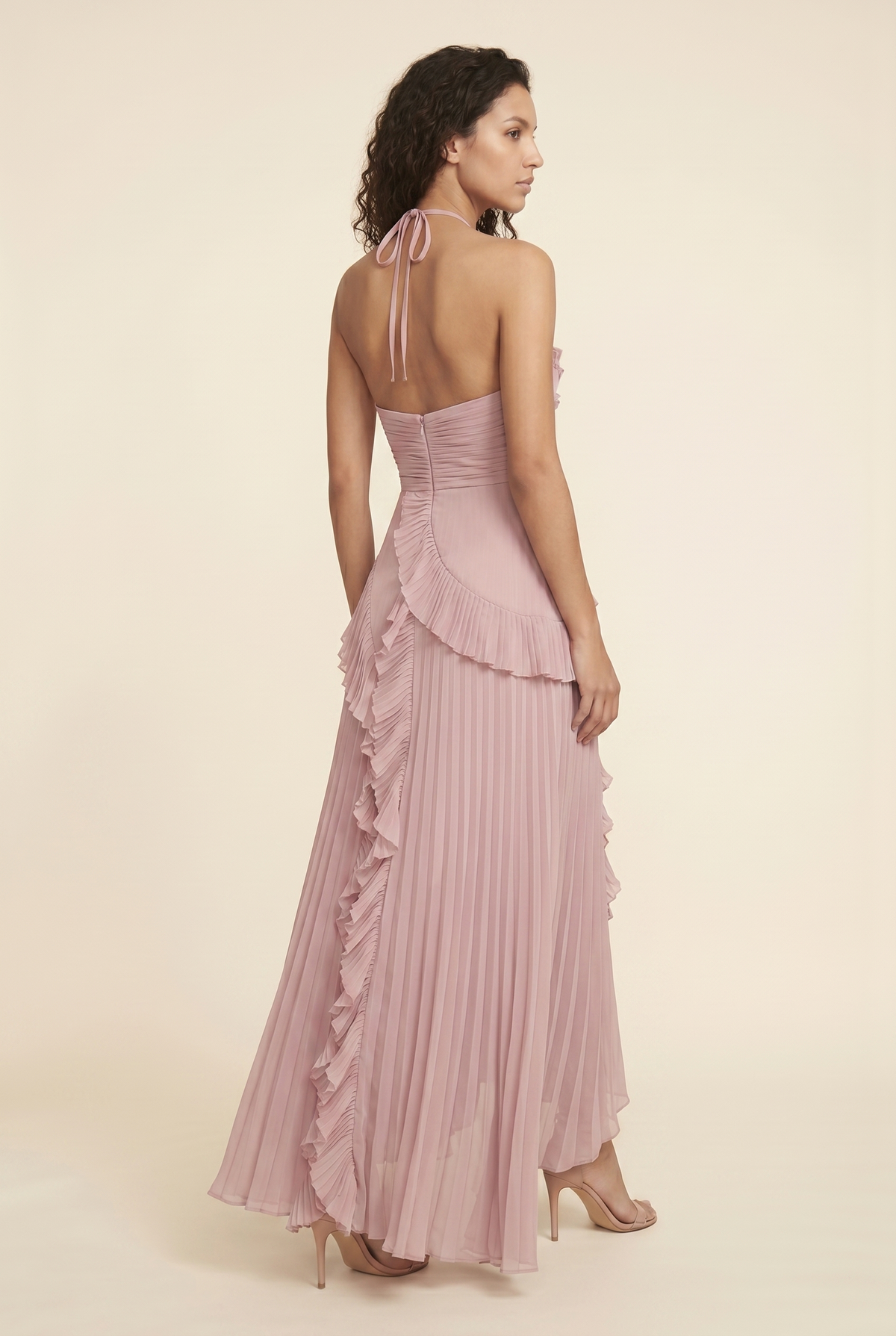 Persia Halter Ruffle Maxi Dress - Dusty Pink