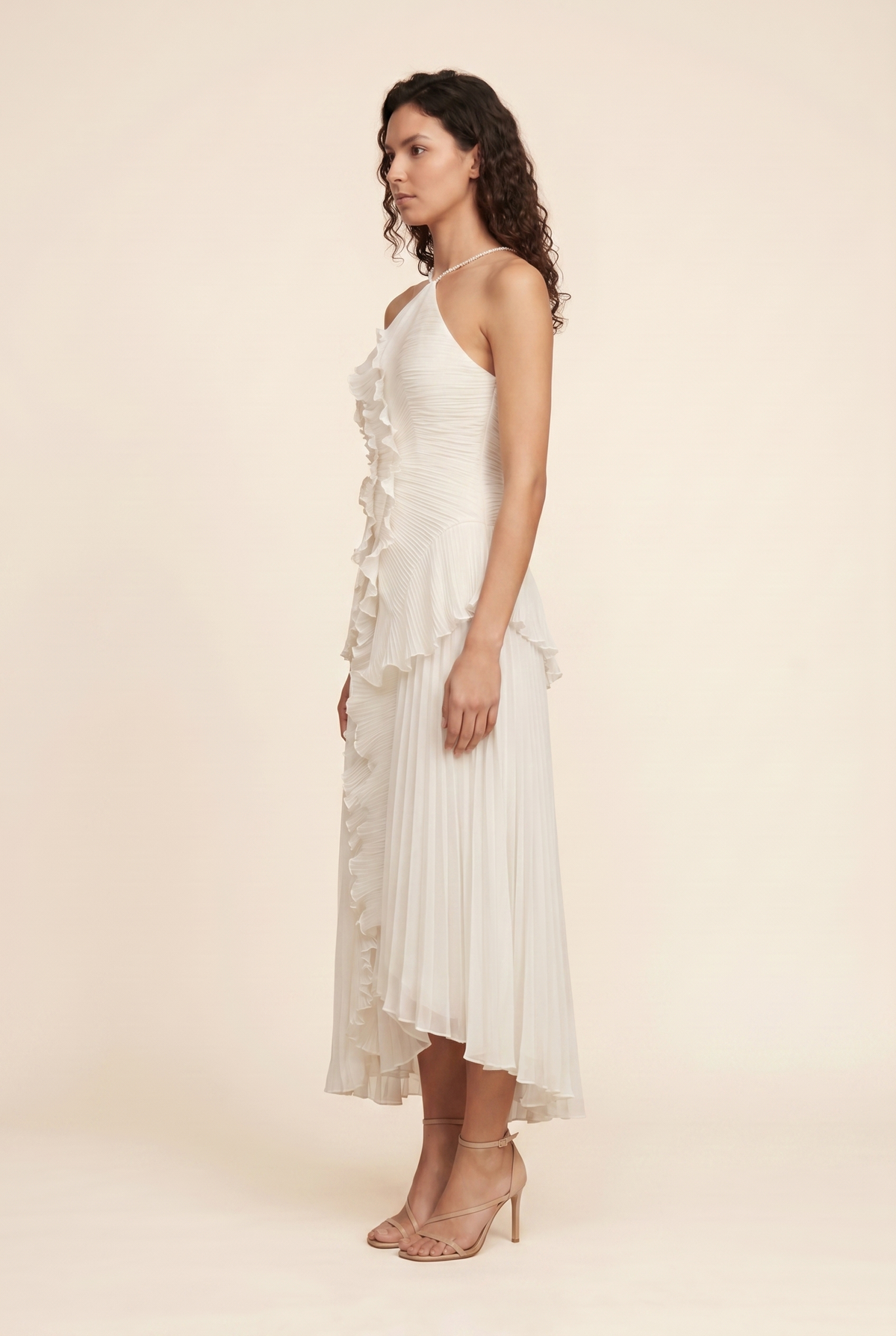 Persia Halter Ruffle Maxi Dress - Ivory