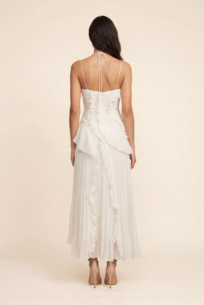 Persia Halter Ruffle Maxi Dress - Ivory