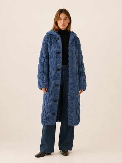 Poppy Knit Hooded Longline Cardigan Coat