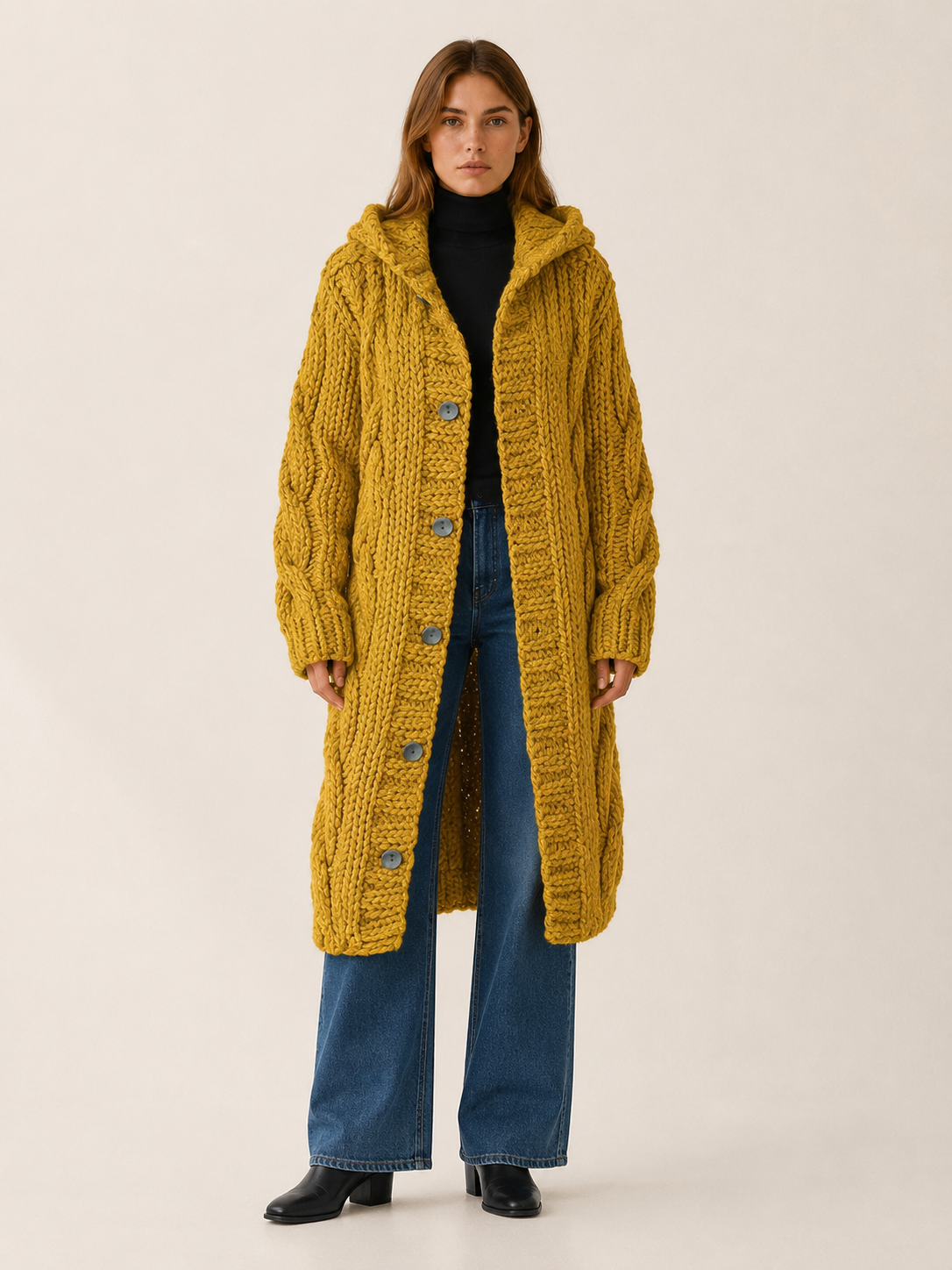 Poppy Knit Hooded Longline Cardigan Coat