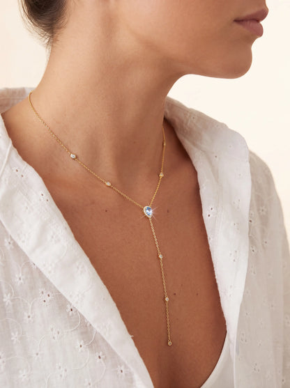Primrose Blue Teardrop Lariat Necklace - Light Blue