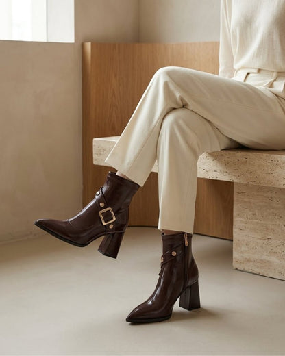 Priscille Buckled Ankle Boots