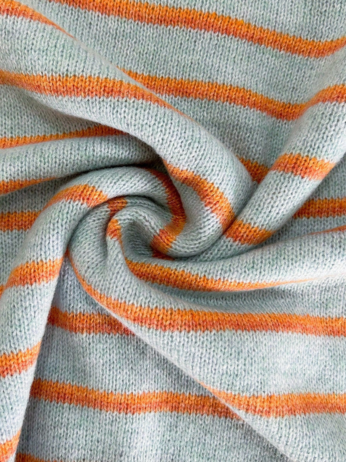 Prunella Striped Button Front Cardigan - Light Blue and Orange Stripe