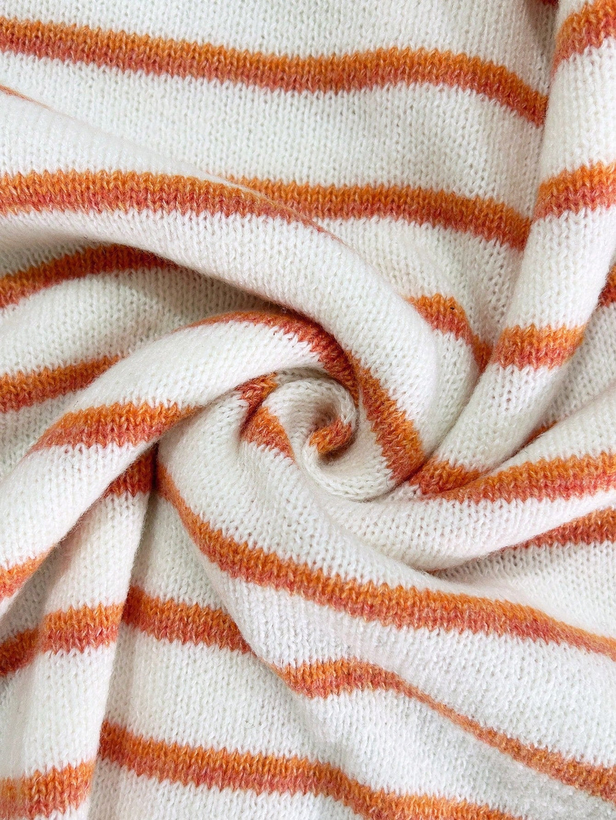 Prunella Striped Button Front Cardigan - White and Orange Stripe