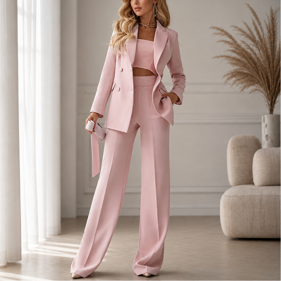 Queenie Tailored Blazer Trouser Set - Pink