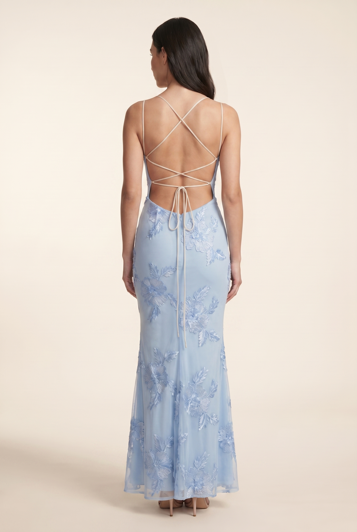 Quintessa Lace-Up Back Maxi Dress - Glacier Blue