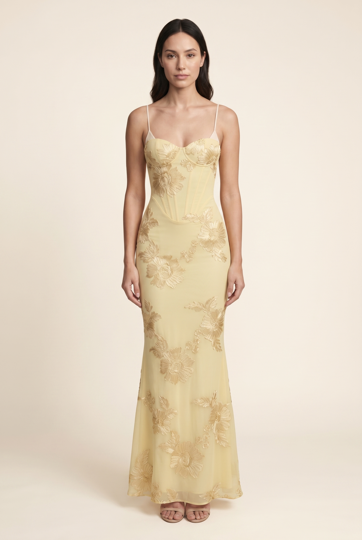 Quintessa Lace-Up Back Maxi Dress - Lemon