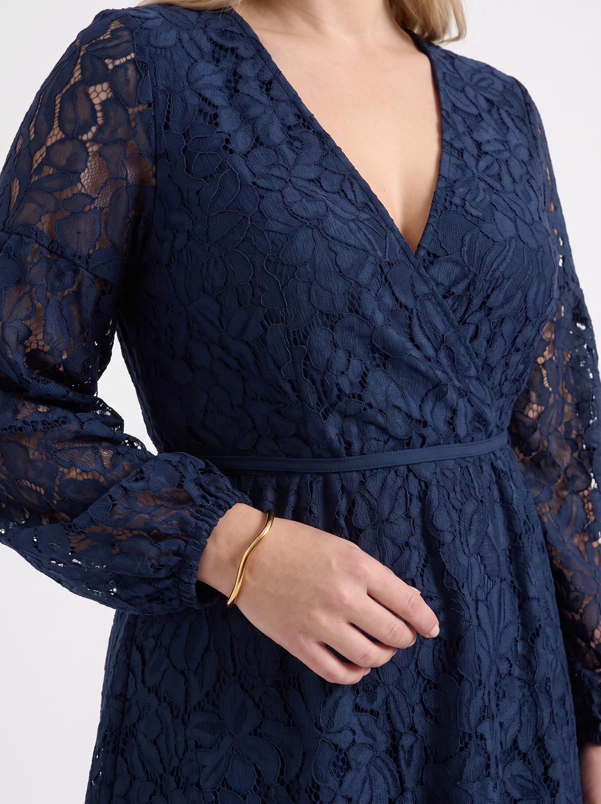Quirina Lace Wrap Mini Dress - Navy