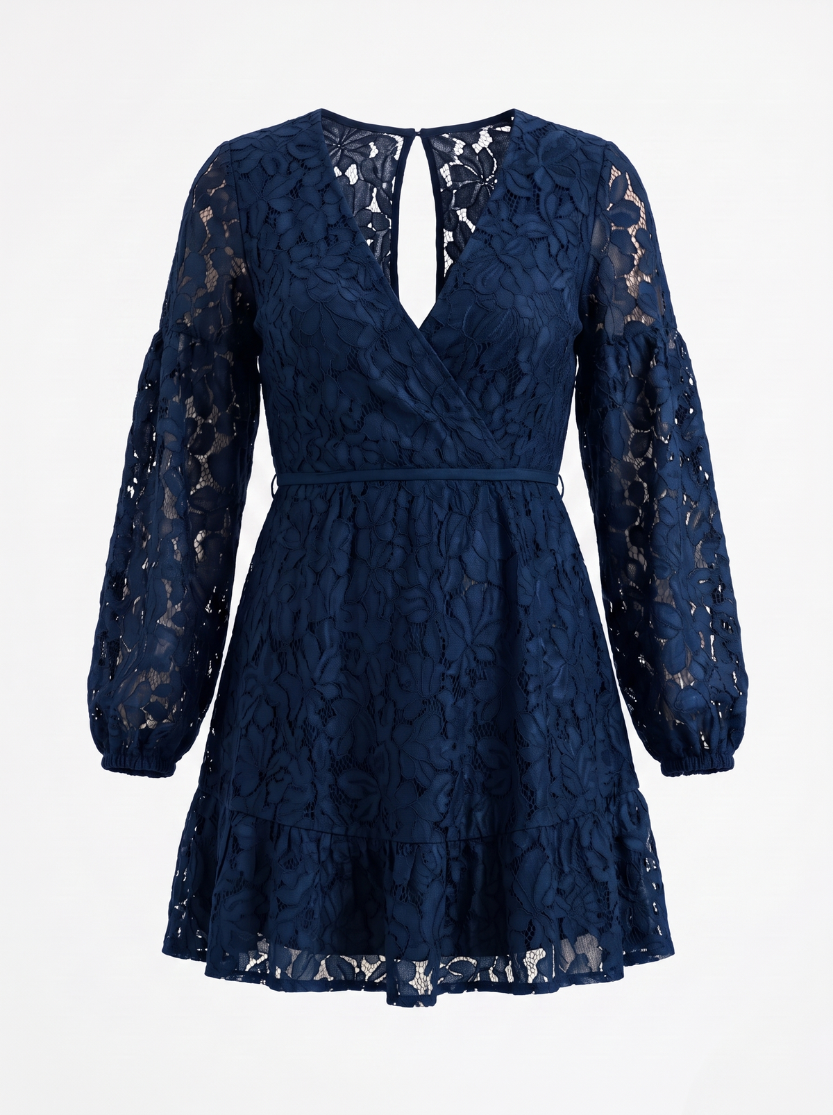 Quirina Lace Wrap Mini Dress - Navy