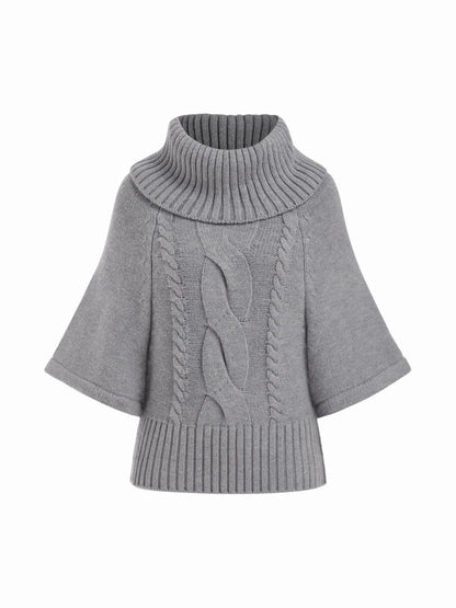 Raelyn Wide Neck Cable Knit Sweater - Gray