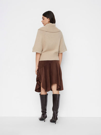 Raelyn Wide Neck Cable Knit Sweater - Khaki