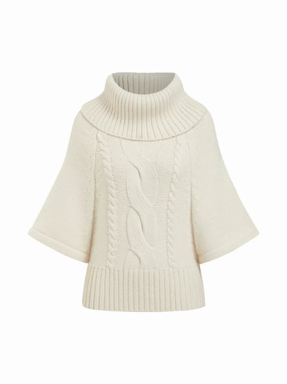 Raelyn Wide Neck Cable Knit Sweater - White